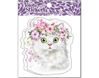 White Cat Vinyl Sticker - 2 pcs