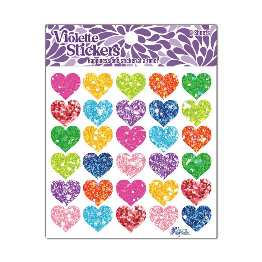 Glitter Heart Stickers 2 Sheets 