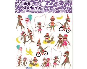 Sock Monkeys Stickers - 2 sheets