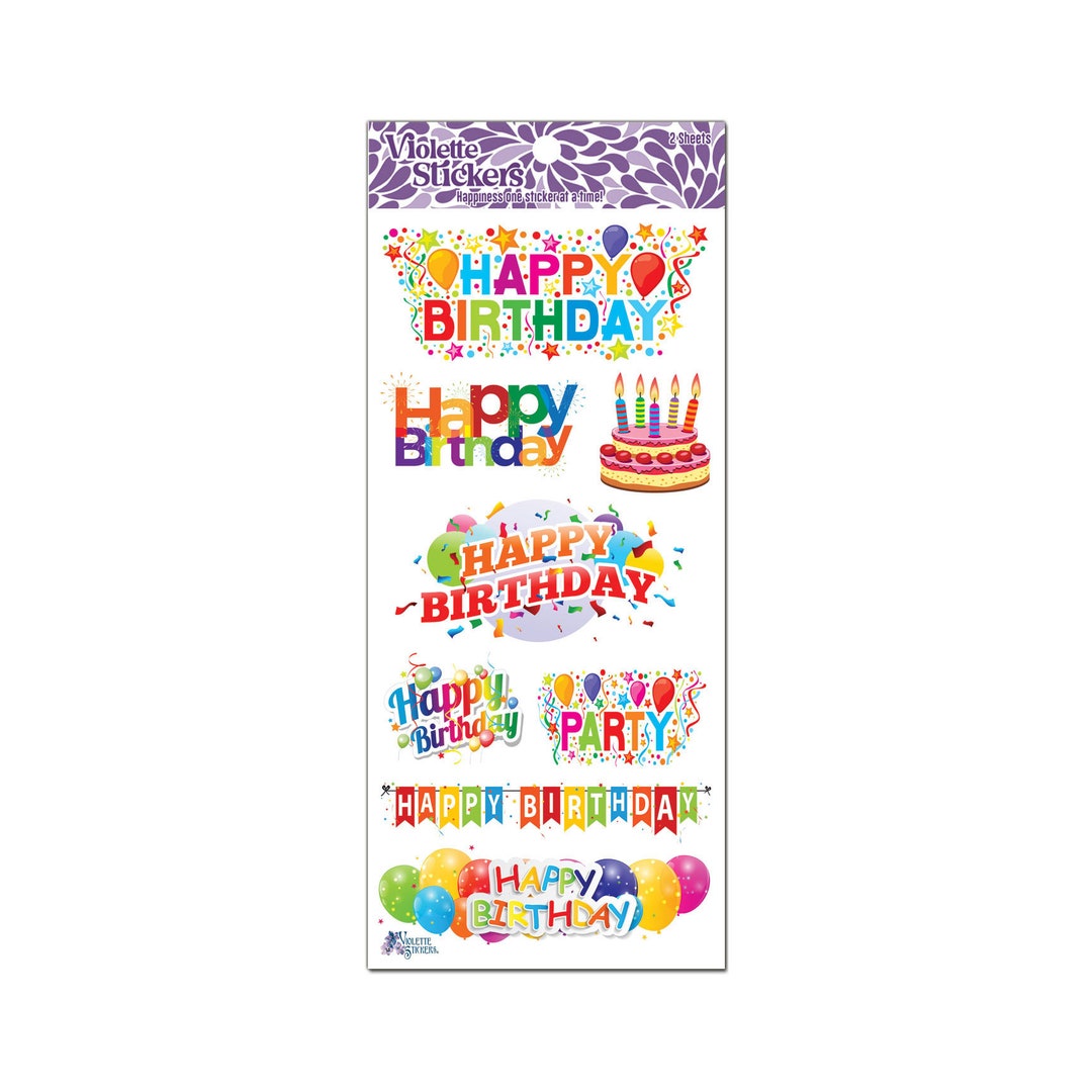 C153 Happy Birthday Cake Stickers Etsy