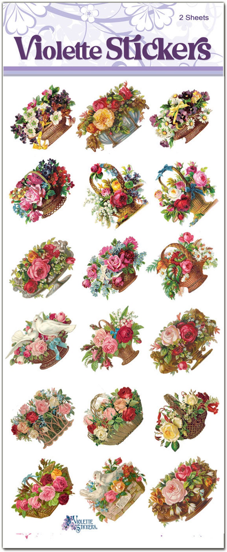 Victorian Floral Envelope Seals Sticker Package 2 Sheets Etsy