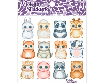 Big Eyed Animals Stickers - 2 sheets