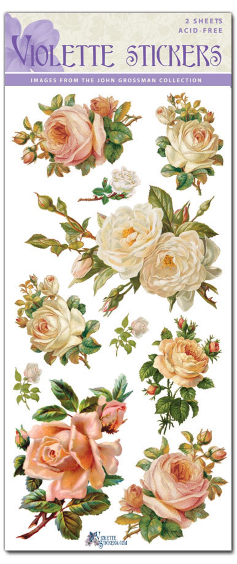 Beautiful Vintage White Rose Stickers for Crafting2