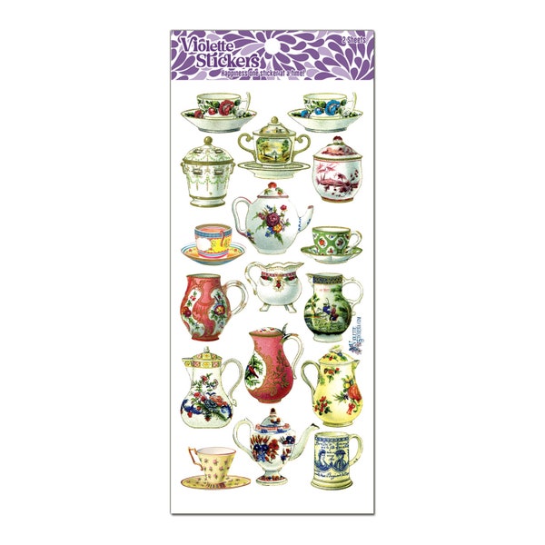 Tea cups and Teapot Stickers- 2 sheets