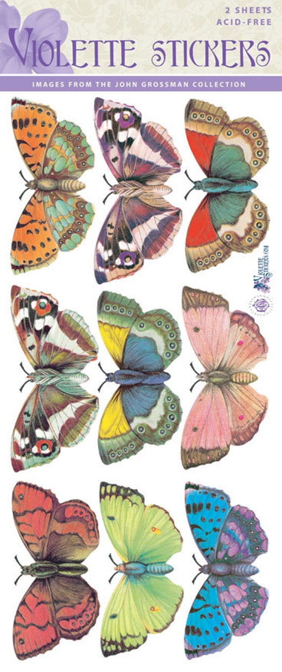 Beautiful Vintage Style Large Butterfly Stickers for Etsy