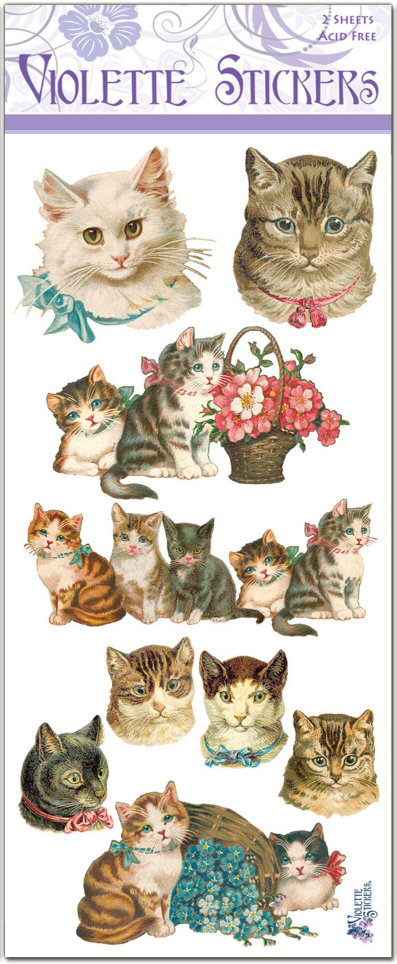 Victorian Classic Cat Sticker Package 2 Sheets From Etsy