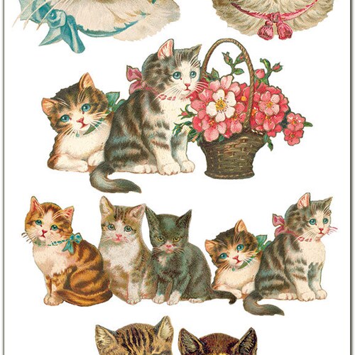 Victorian Rows of Cats Stickers 2 Sheets From Violette Etsy