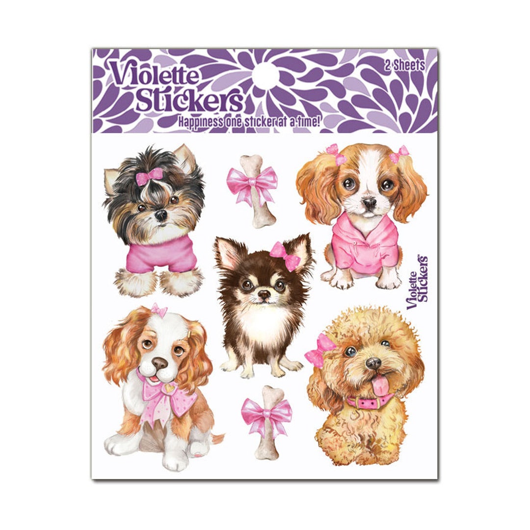 Pink Puppies Stickers 2 Sheets - Etsy