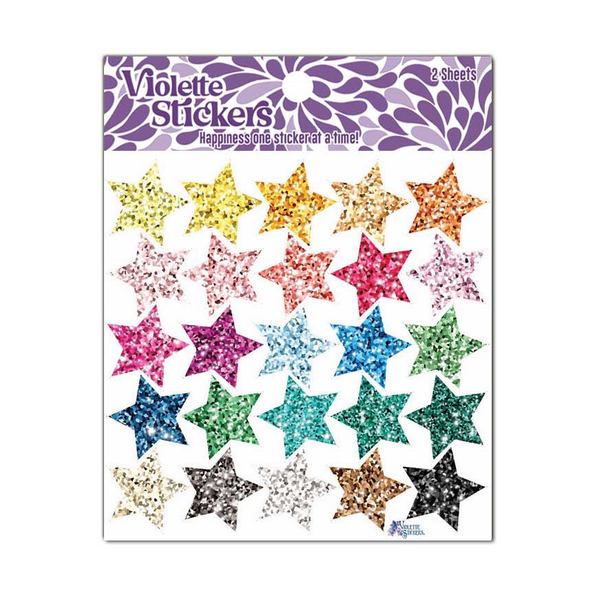 Glitter paper stars, 20 pieces, 1-6 Star cutouts, Glitter paper star die  cut, Twinkle Twinkle little star party decorations