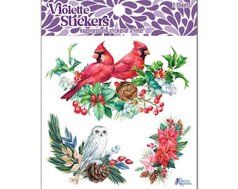 Christmas Redbirds Stickers -2 sheets