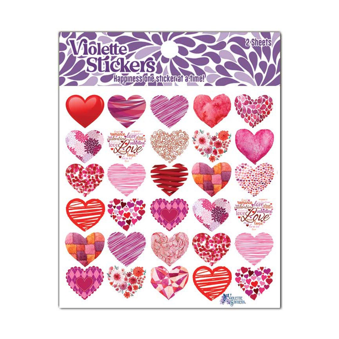 Red Heart Stickers 2 Sheets Etsy