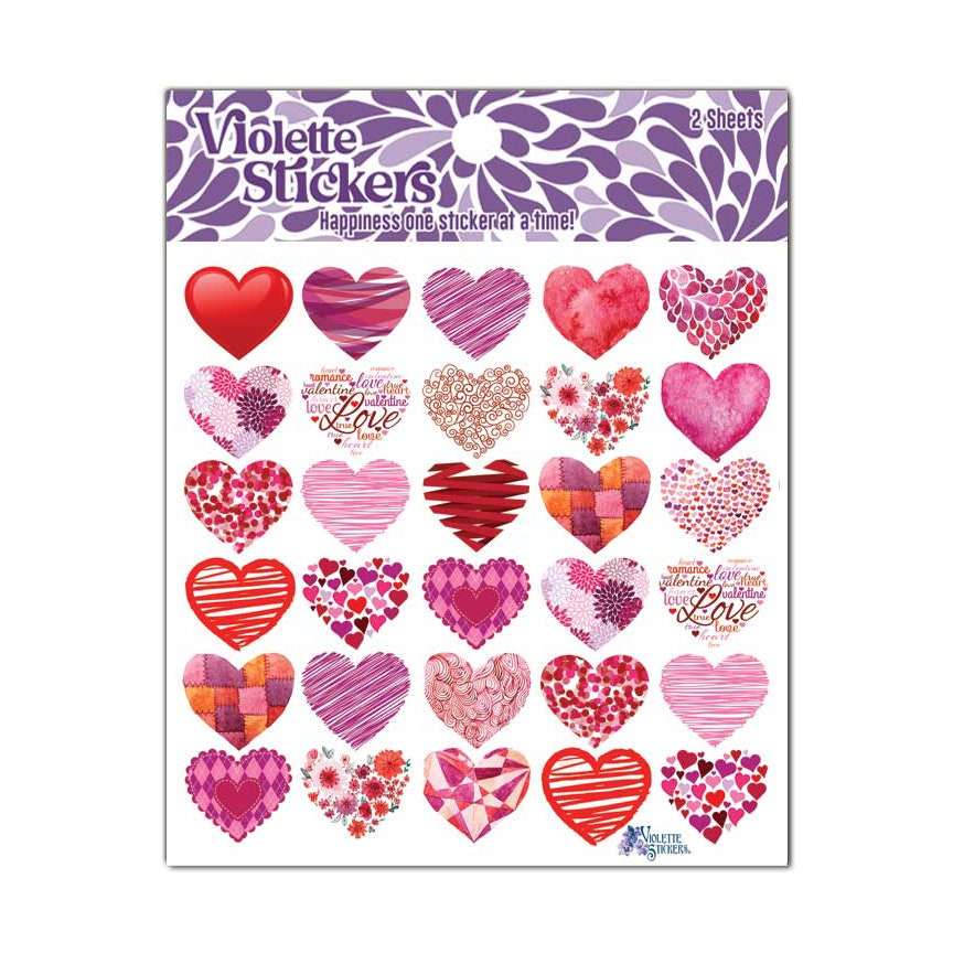 Small Red Heart Stickers 1/2 Wide