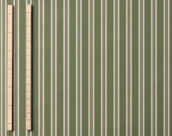 Olive Green Vertical Stripe Fabric By Yard Farmhouse Cotton Fabric Cottagecore Stripe Material Green Ticking Fabric Combed Pima Cotton