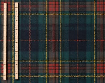 Blue Green Red Tartan Plaid Fabric By Yard Combed Pima Cotton Scottish Style Check Fabric Rustic Cottage Sewing Fabric Heritage Plaid