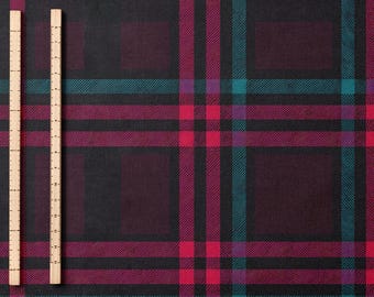 Neon Pink Teal Plaid Fabric By Yard Retro Check Cotton Fabric Colorful Tartan Material Bright Cottagecore Sewing Fabric Combed Pima Cotton