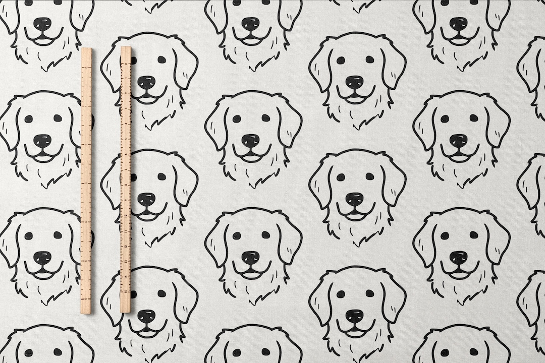 Golden Retriever Head Pattern Fabric Pima Cotton Dog Print Fabric Soft ...