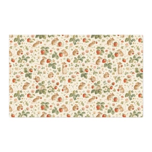 Strawberry Mouse Fabric by the Yard Vintage Cottagecore Mouse Fabric Strawberry Print Quilting Fabric Woodland Garden Cotton image 12