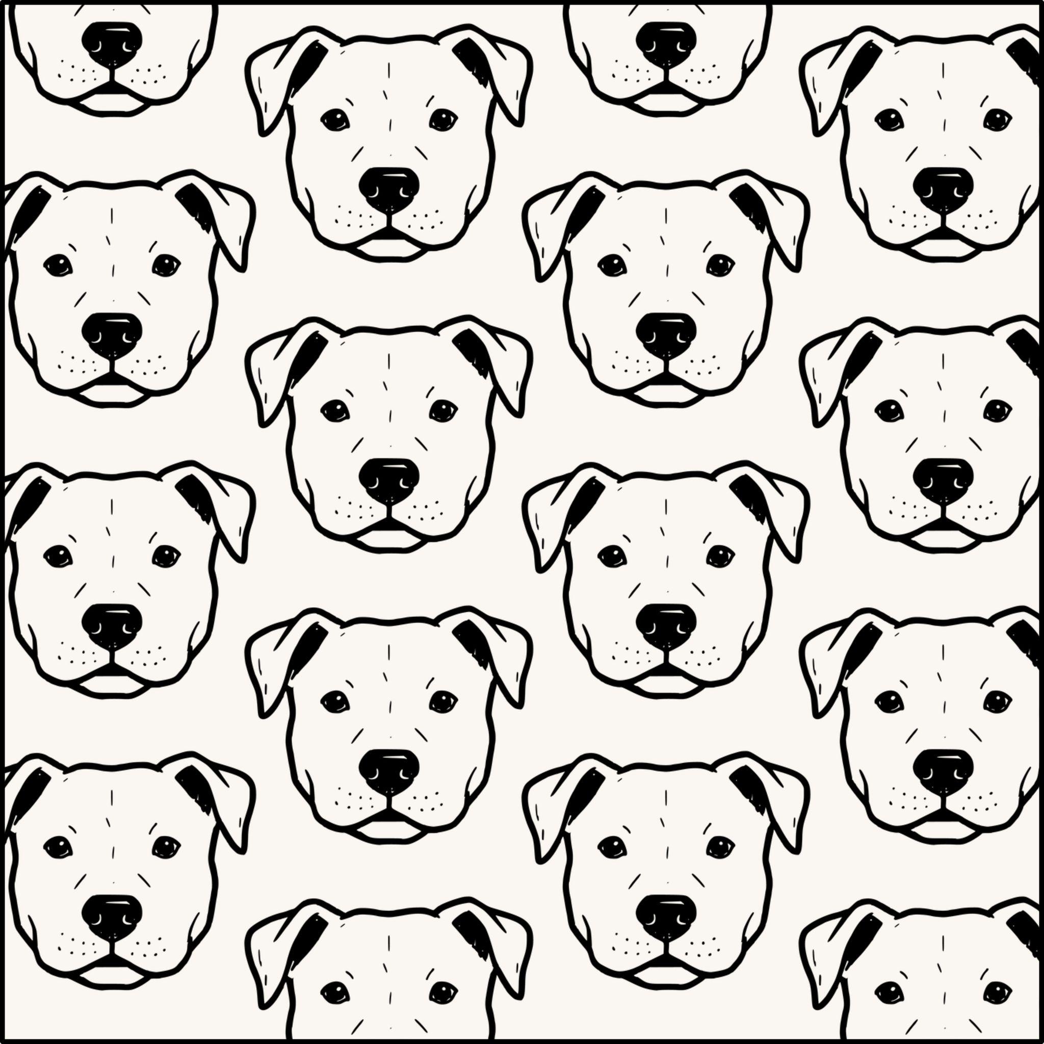 Pitbull Patterns Pit Bull Pattern Fabric Pima Cotton Dog Print Fabric Black on Cream ...