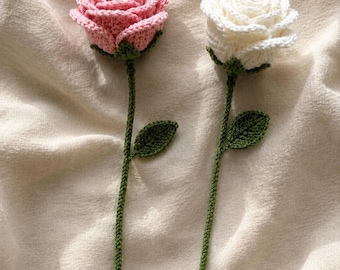 Rose Crochet Pattern For Beginners 2-in-1 Pink & White Rose Tutorial Instant Digital Download PDF DIY Cozy Home Decor