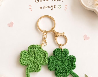 Clover Crochet Pattern For Crafters Four Leaf Clover Keychain Tutorial Instant Digital Download PDF DIY Lucky Charm