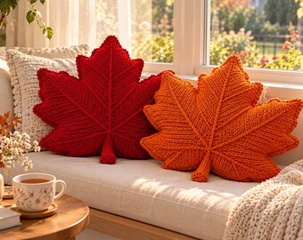 Leaf Pillow Crochet Pattern For Beginners Maple Leaf Cushion Tutorial Instant Digital Download PDF DIY Thanksgiving Handmade Gift