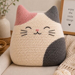 Cat Pillow Crochet Pattern For Cat Lovers Plush Kitty Crochet Cushion PDF Beginner Friendly Digital Download DIY Craft for Home Decor image 3