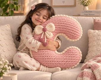 Alphabet Cushion Crochet Pattern For Beginners  Letter C Plush Pillow Tutorial Instant Digital Download PDF DIY Room Decor