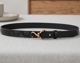 Genuine Leather Waist Belt, Elegant Minimalist Fashion Accessory