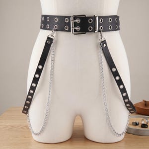 Ceinture gothique en chaîne, accessoire de taille punk en faux cuir