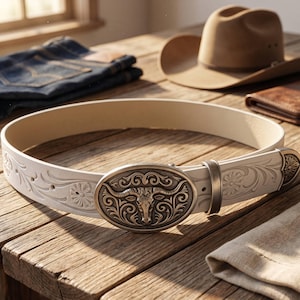 White Cowgirl Belt - Etsy display picture 1