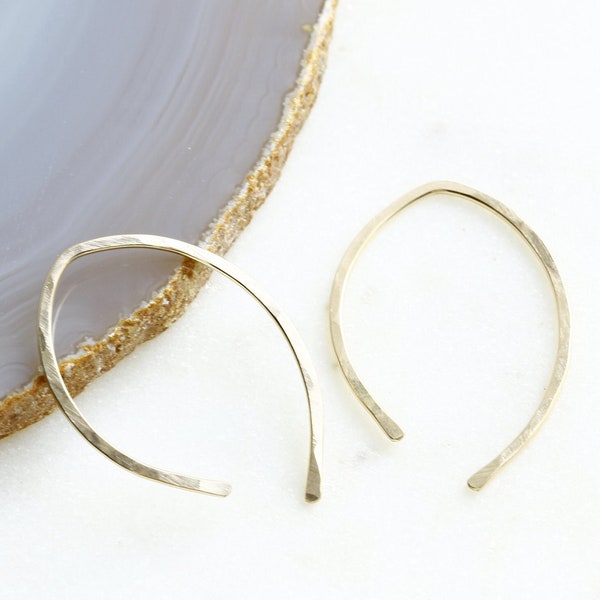 mini threader earrings choose silver, 14k gold filled, 14k rose gold filled/hammered earrings /minimalist earrings/Toronto /Canadian artisan