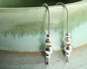 all sterling silver earrings / minimalist earrings/ silver earrings/ simple threader earrings /Ontario / Canadian artisan
