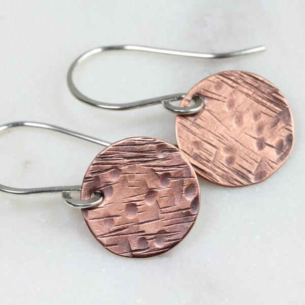 Copper Disc Earrings Etsy