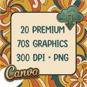 20 Retro Boho Flower PNG Bundle | 70s Floral Clipart Set | Build Your Own Hippie Design | Groovy Elements Sheet | Digital Download | SVG PNG