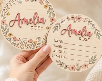 Custom Doubled-Sided Baby Birth Announcement Sign, Personalized Baby Name Sign for hospital, Newborn Photo Prop, Hospital Announcement Sign