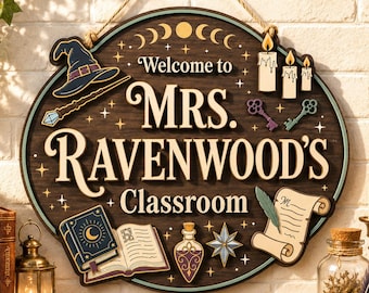 Magical Teacher Door Sign, Personalized Classroom Sign, Witchy Classroom Sign, Custom Teacher Sign, Back to School Gift, Wizard Classroom