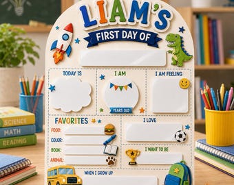 Personalized First Day of School Sign, Custom Acrylic Back to School Board, Reusable First Last Day Name Plaque, Preschool Photo Prop