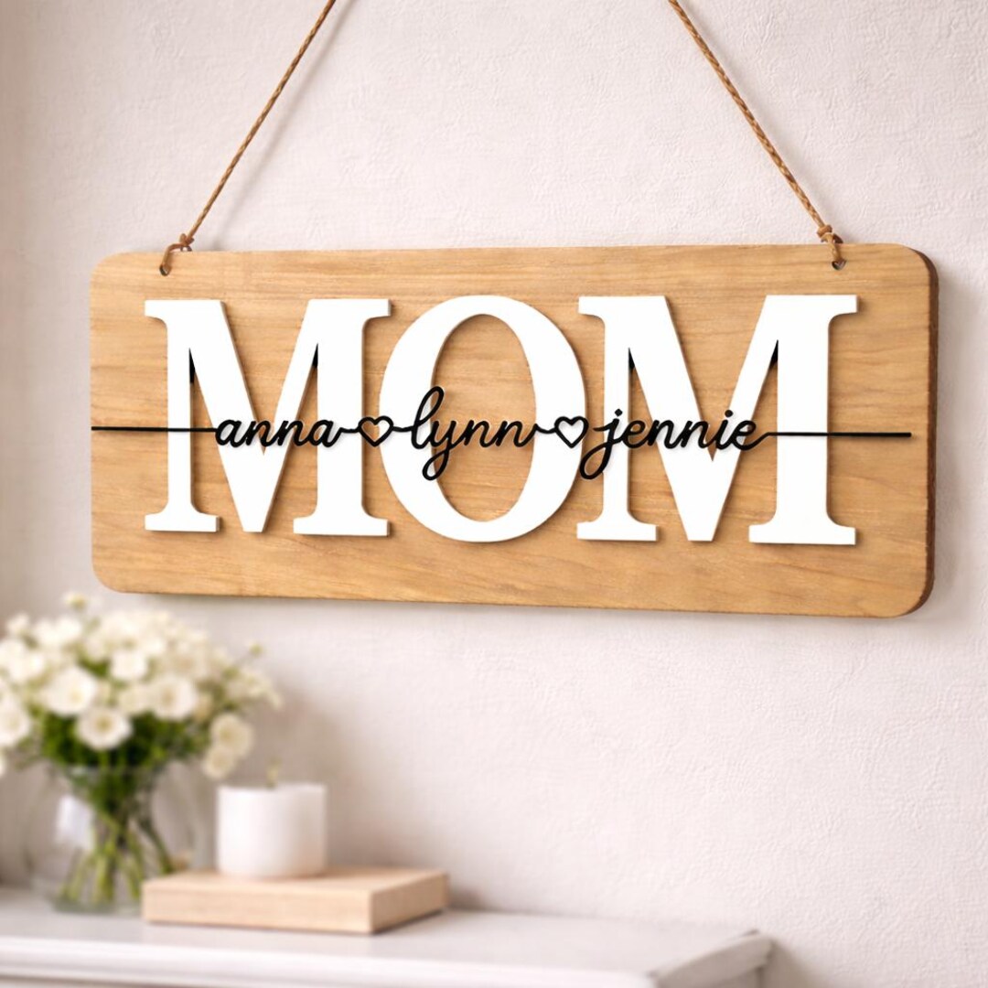 Mom Example. Sign Personalized Mom Sign With Children's Names, Mother's Day Gift, Mom ...