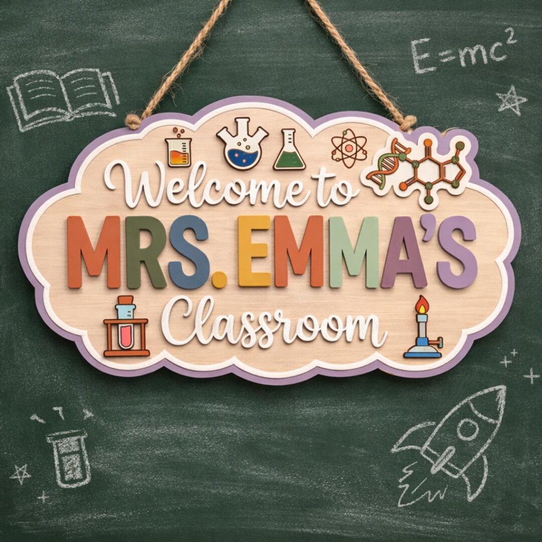 Personalized Science Teacher Door Sign, STEM Classroom Door Sign ...
