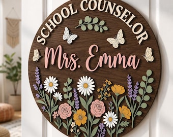 Personalized School Counselor Sign, Counselor Office Decor, School Counselor Door Sign, Custom Counselor Sign, Counseling Office Wall Decor