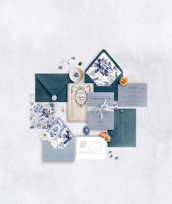 Editable Canva Wedding Invitation Template, RSVP, Details Card (Digital Download)