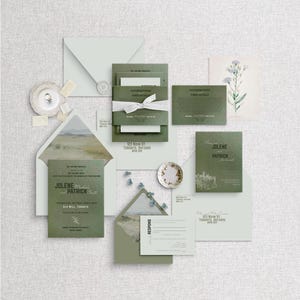 Grün erdige Hochzeitseinladungsvorlage, Canva bearbeitbar (digitaler Download)