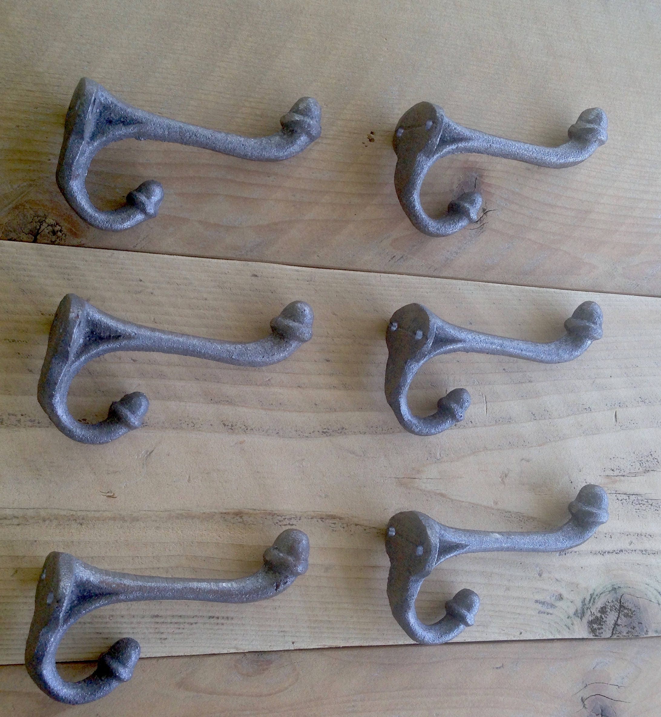 6 Cast Iron Coat Hooks Unfinished free shipping Etsy