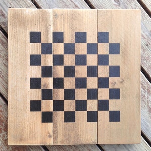 Hand Stenciled Checkerboard Includes wooden checkers