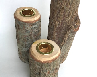 Rustic Twig Candle Holder. Set of 3