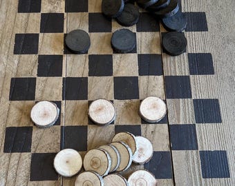 Hand Cut Twig Checkers