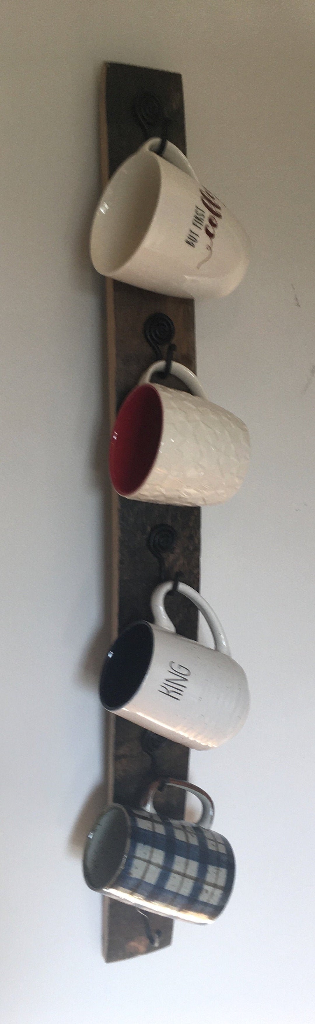 Bourbon Barrel Stave Coffee Cup Hook Rack - Etsy