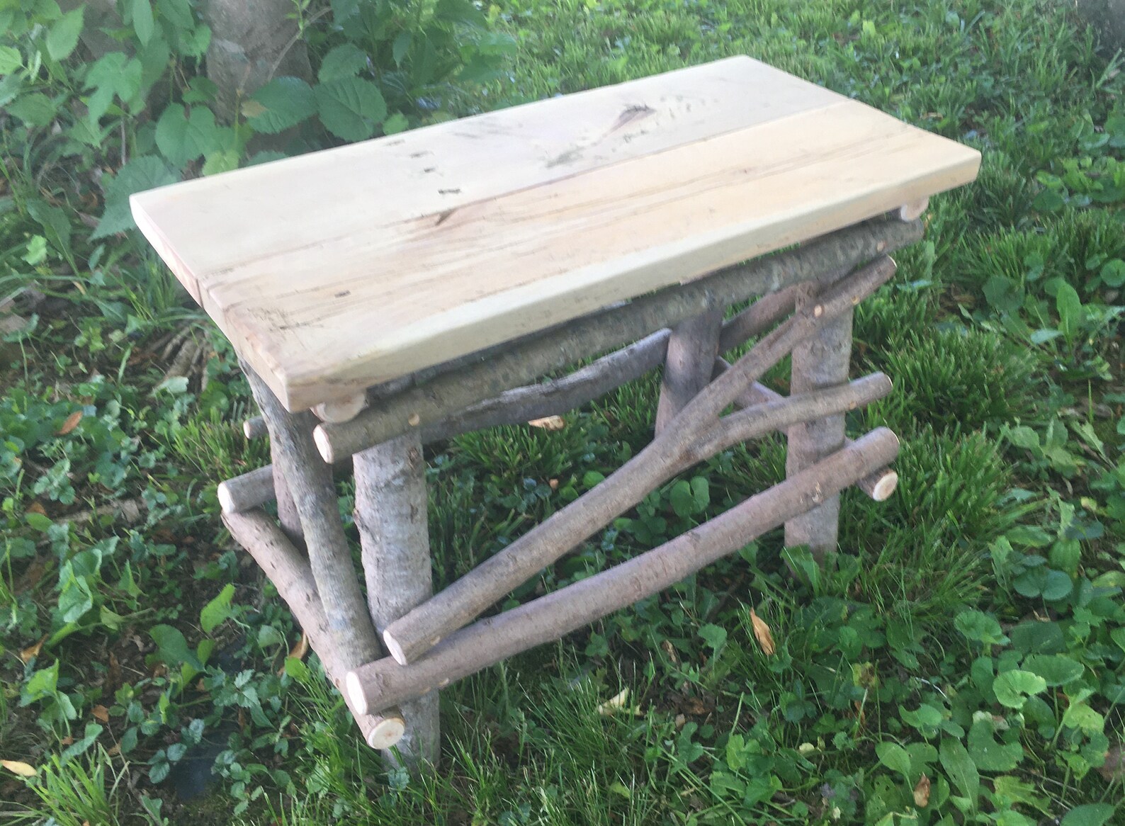 Plank Top Twig Bench Etsy