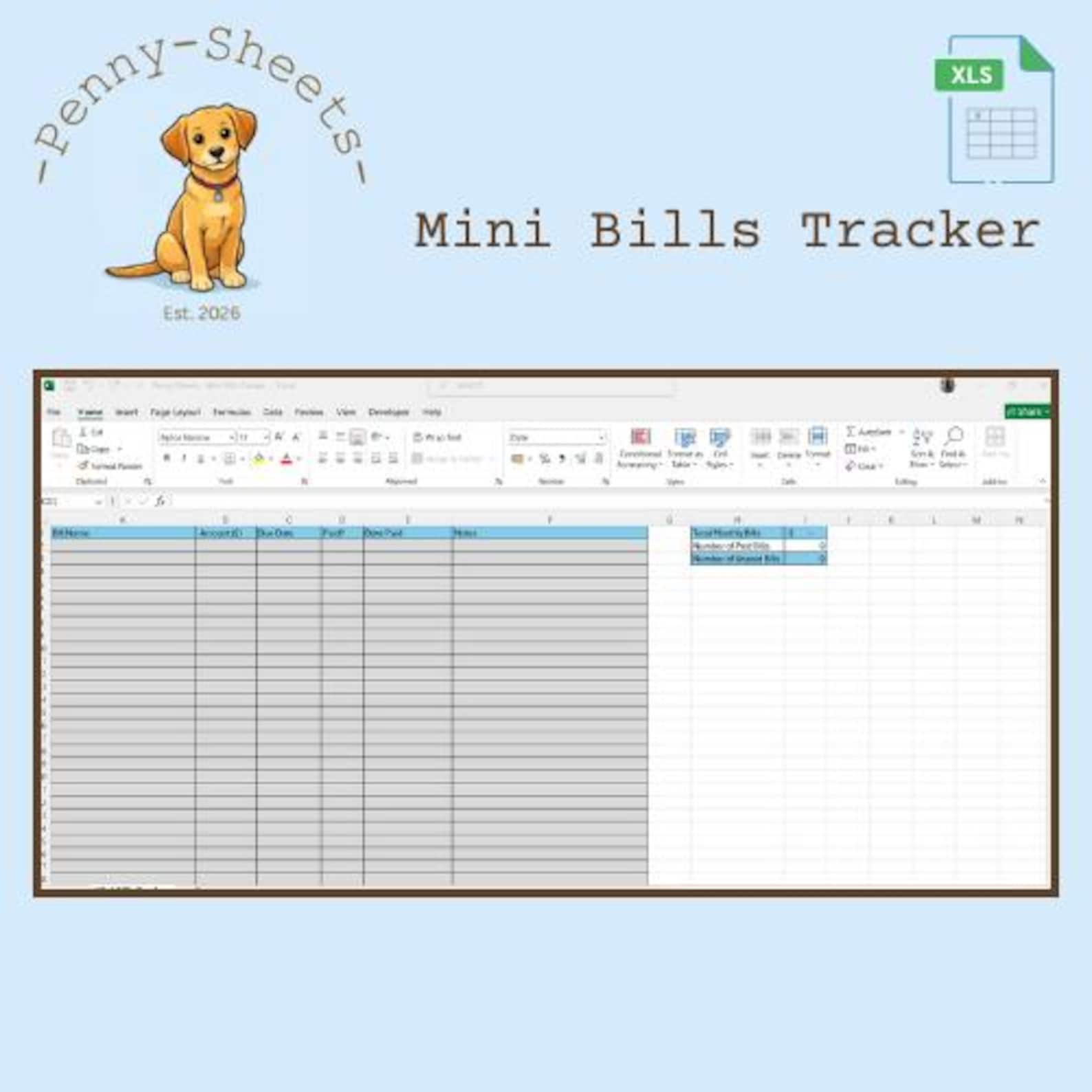 Mini Bills Tracker Spreadsheet Monthly Budget Planner excel Google mini-bills-tracker-spreadsheet-monthly-budget-planner-excel-google