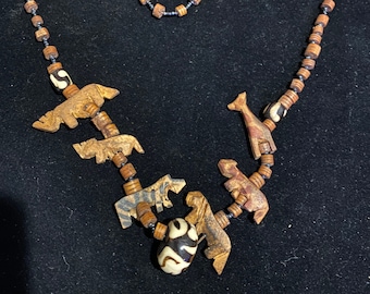 Tribal African boho wood and ceramic beads